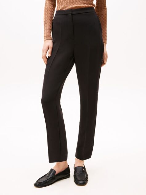 Black Crepe Slim Fit Pull-On Trousers  Women
