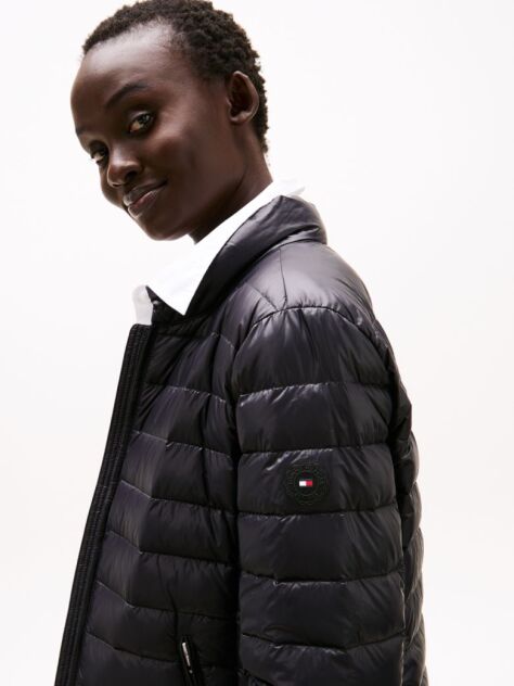 Black Ultra Light Down Mock Neck Jacket  Women