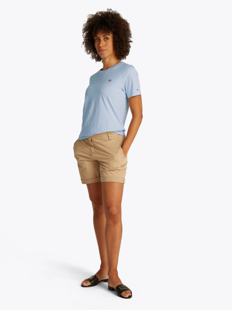 Blue Tricou Cu Steag Contrastant  Femei