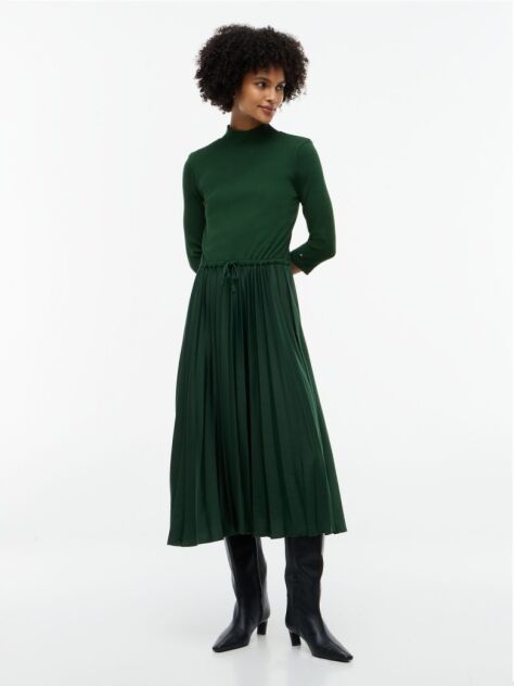 Verde Rochie Midi Plisata Cu Croiala Fit And Flare  Femei