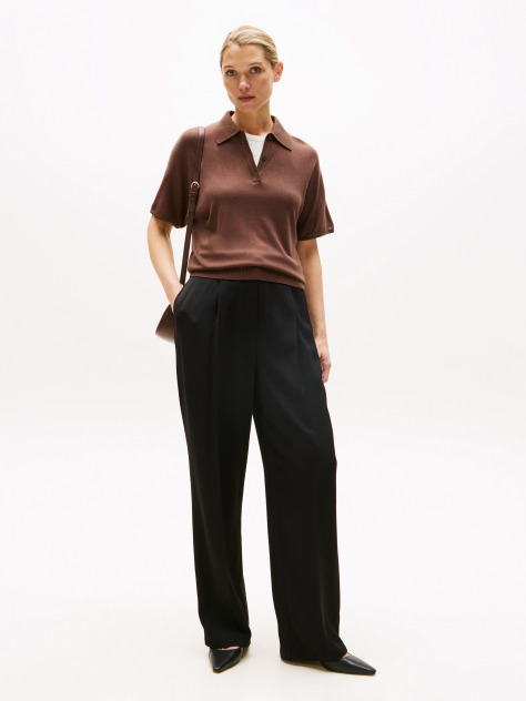 Black Twill Relaxed Straight Pants  Women