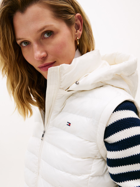 Beige Water Repellent Padded Packable Slim Gilet  Women