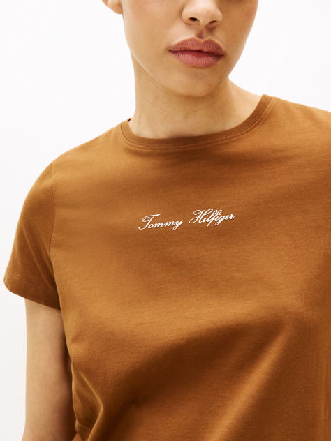 Khaki Tricou Cu Logo Texturat  Femei