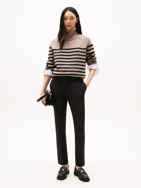 Negru Pantaloni Slim Din Gabardina  Femei