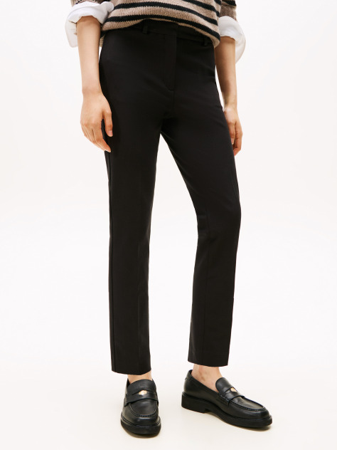 Negru Pantaloni Slim Din Gabardina  Femei