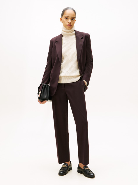 Red Timeless Slim Straight Leg Ankle Trousers  Women