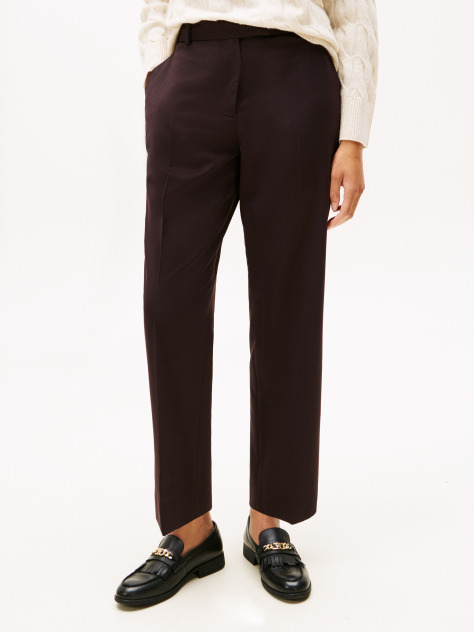 Red Timeless Slim Straight Leg Ankle Trousers  Women