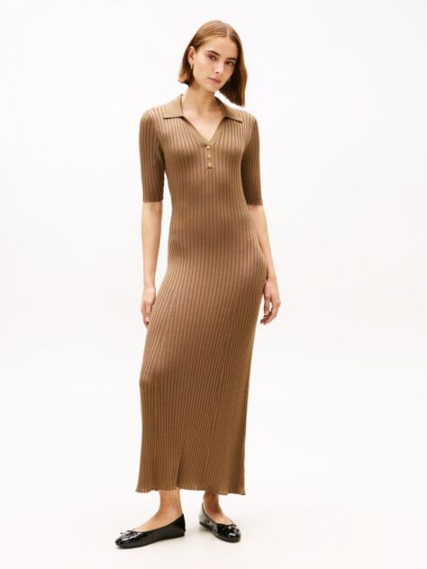 Maro Rochie Maxi Polo Din Tricot Ribbed  Femei