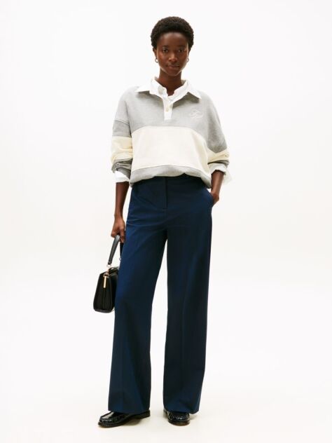 Blue Pantaloni Chino Cu Croiala Wide  Femei
