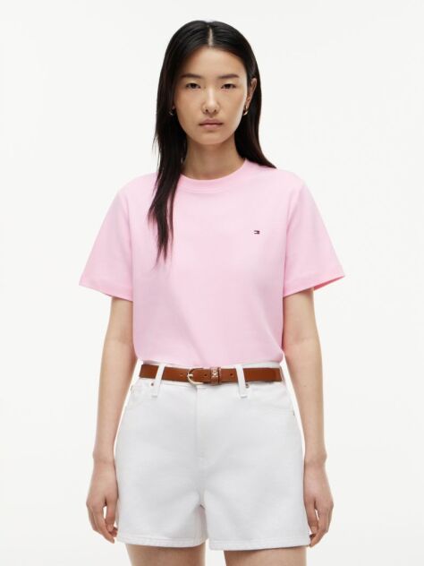 Roz Tricou Boxy Din Tricot Interlock  Femei
