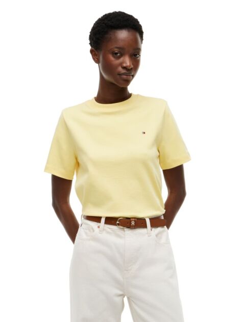 Galben Tricou Boxy Din Tricot Interlock  Femei