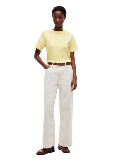 Galben Tricou Boxy Din Tricot Interlock  Femei