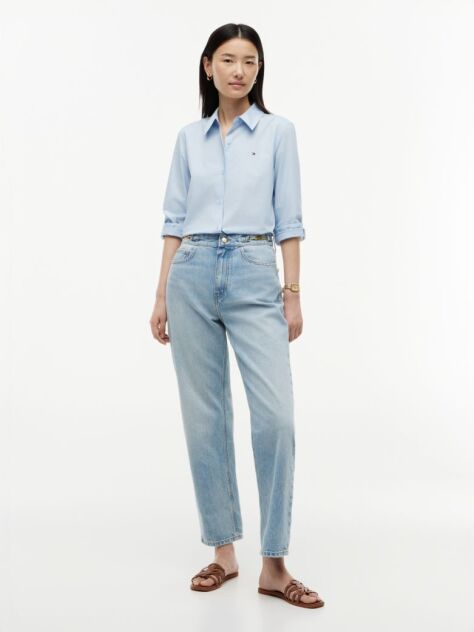 Blue Camasa Din Poplin Cu Croiala Boxy  Femei