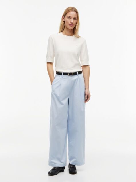 Blue Pantaloni Chino Cu Croiala Barrel Spalati  Femei
