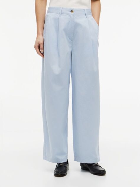 Blue Pantaloni Chino Cu Croiala Barrel Spalati  Femei