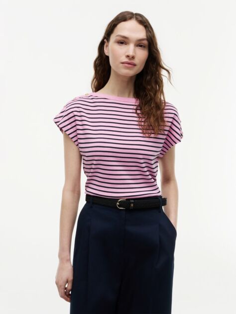 Multi Tricou Cu Guler Boat Si Nasturi Aurii  Femei