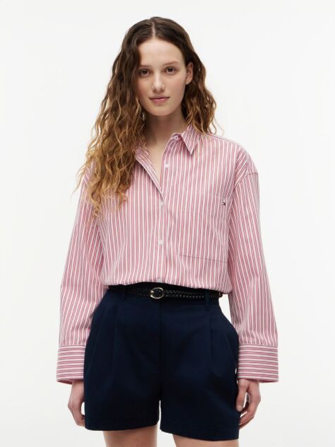 Multi Camasa Din Poplin Cu Broderie In Forma De Steag Si Croiala Larga  Femei