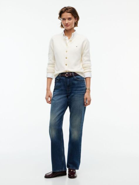 Beige Pure Wool Slim Button Cardigan  Women
