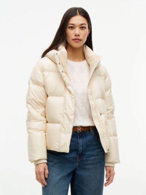 Beige Logo Embroidery Water Repellent Down Jacket  Women
