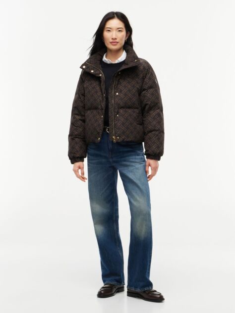 Blue Repeat Flag Relaxed Down Jacket  Women