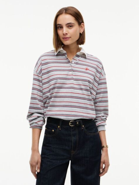 Multi Bluza De Trening Polo Cu Croiala Lejera Si Dungi  Femei
