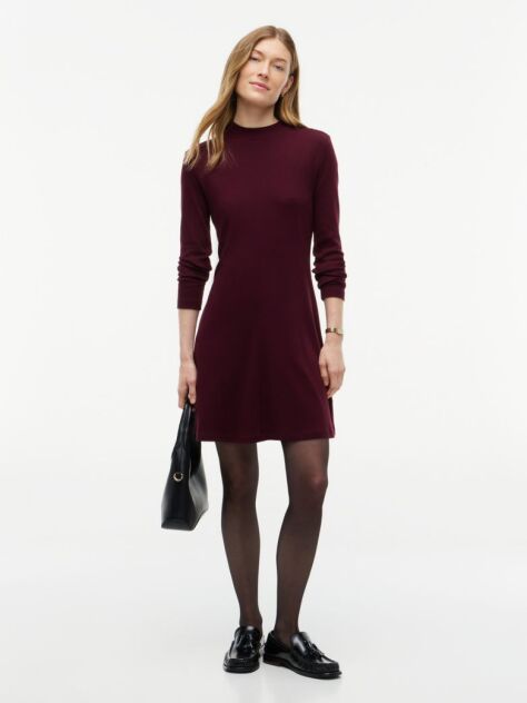 Rosu Rochie Midi Flare Cu Maneca Lunga Si Nasture Aurii  Femei
