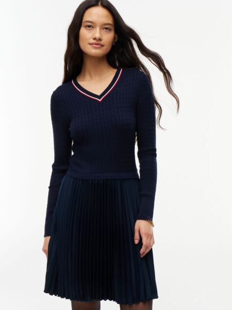 Blue Rochie Mini Crepe Cu Texturi Mixte  Femei