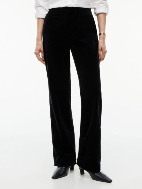 Negru Pantaloni Din Catifea Bootcut Cu Croiala Slim  Femei