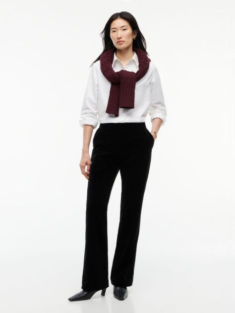Negru Pantaloni Din Catifea Bootcut Cu Croiala Slim  Femei