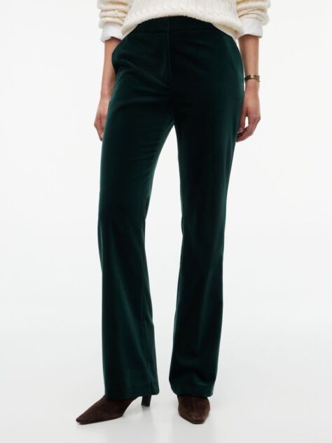 Green Slim Bootcut Velvet Trousers  Women