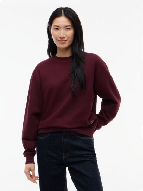 Rosu Bluza De Trening Cu Logo Tonal Si Guler Rotund  Femei