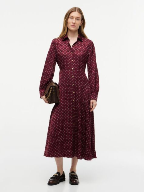 Rosu Rochie Tip Camasa Midi Jacquard  Femei