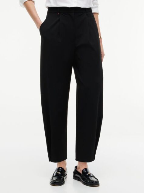 Negru Pantaloni Barrel Travel Cu Nasture  Femei