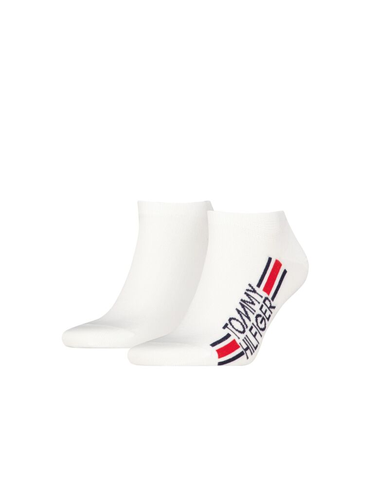 White 2-Pack Logo Stripe Trainer Socks  Men