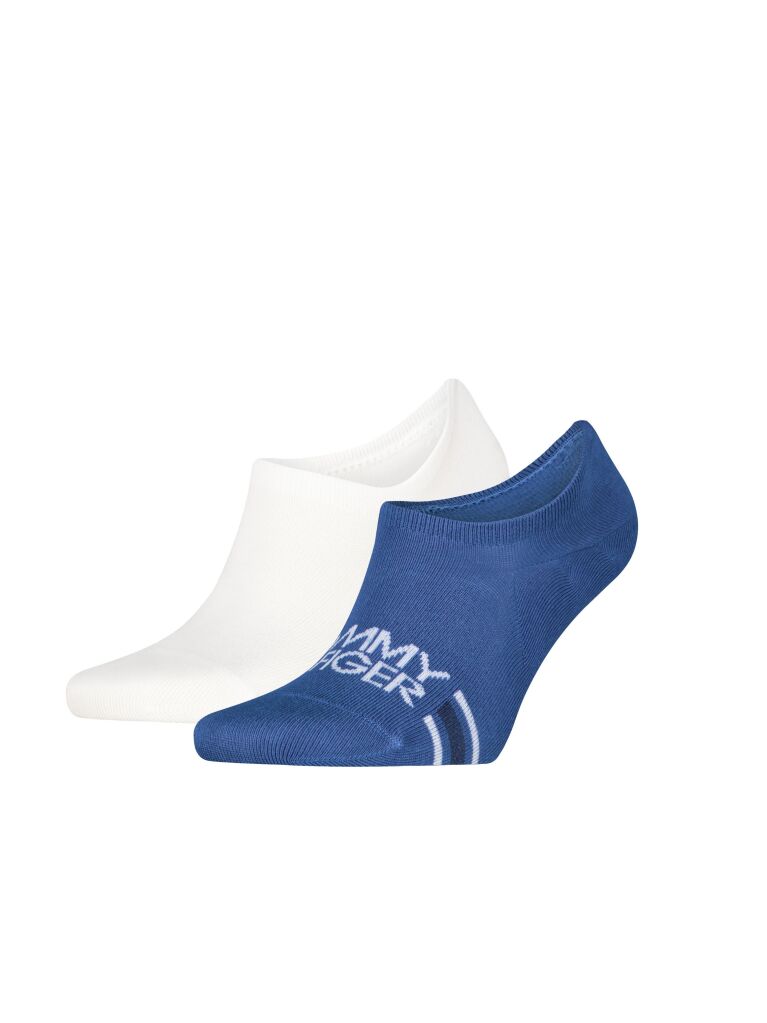 Blue 2-Pack Logo Stripe Footie Socks  Men
