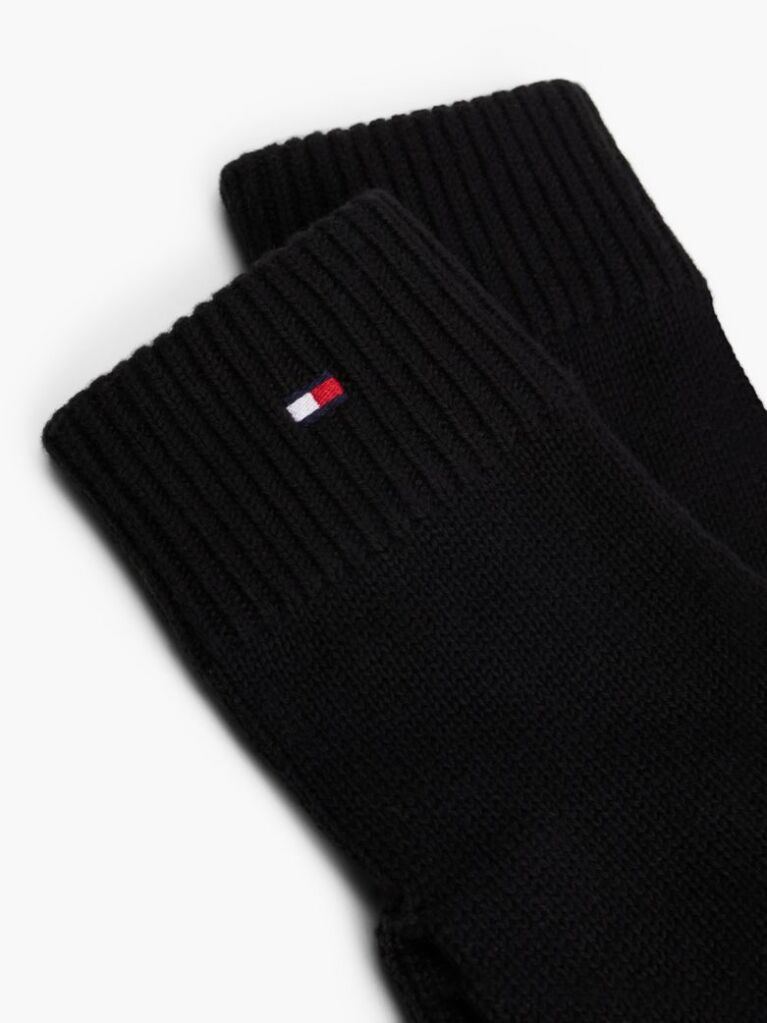 Black Hilfiger Flag Embroidery Gloves with Cashmere  Men