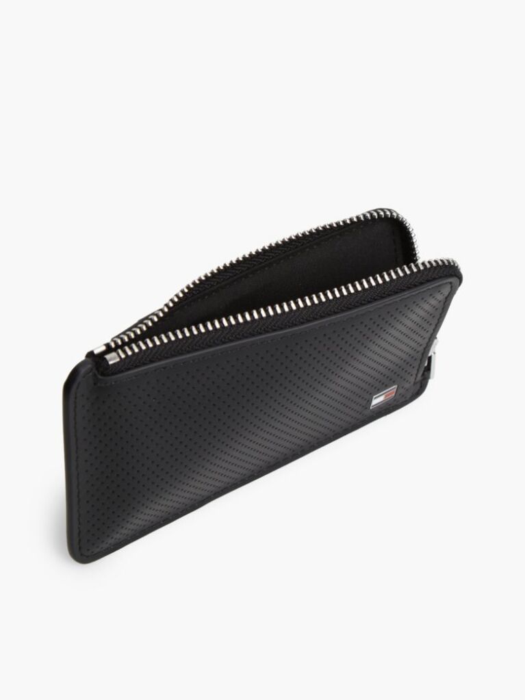 Negru Portofel Din Piele Perforat Cu Fermoar  Barbati