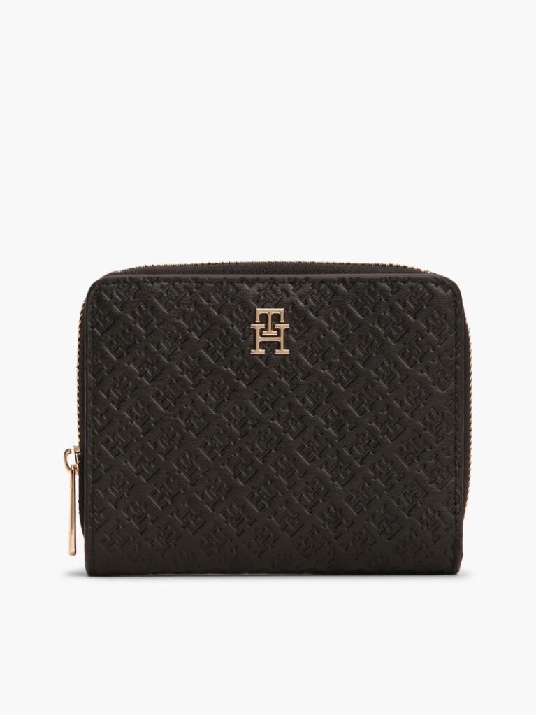 Negru Portofel Cu Clapa Si Fermoar Cu Logo Hilfiger In Relief  Femei