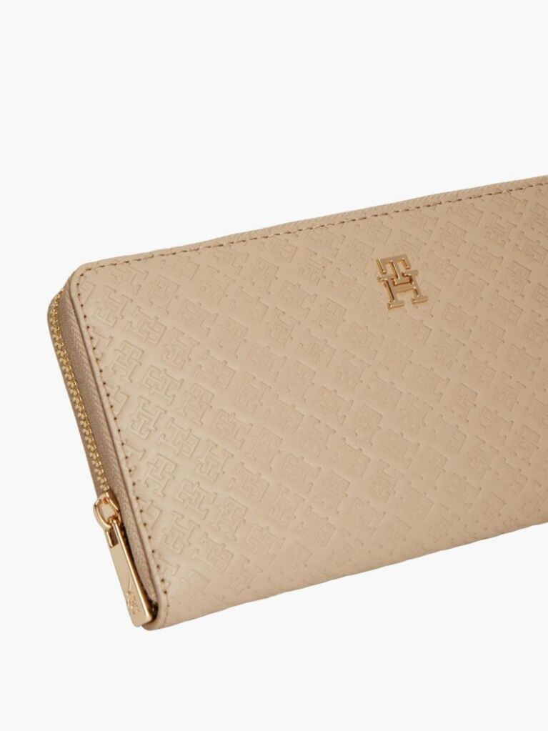 Beige Hilfiger Icon Debossed Zip-Around Wallet  Women