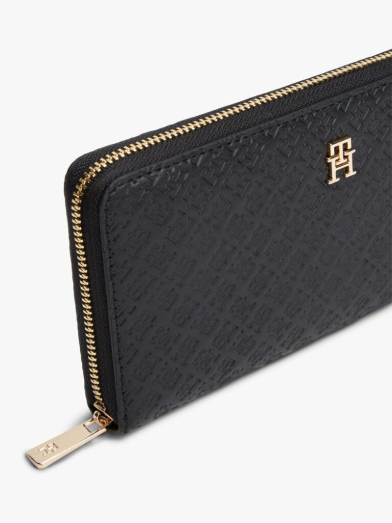 Negru Hilfiger Icon Portofel Cu Fermoar Si Logo In Relief  Femei