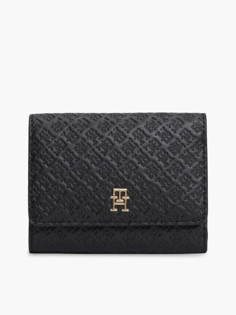 Negru Hilfiger Icon Portofel Triplu Cu Logo In Relief  Femei