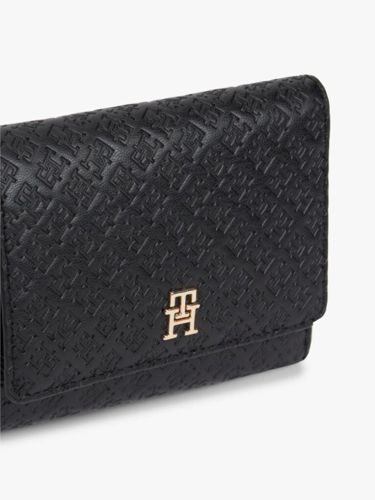 Negru Hilfiger Icon Portofel Triplu Cu Logo In Relief  Femei