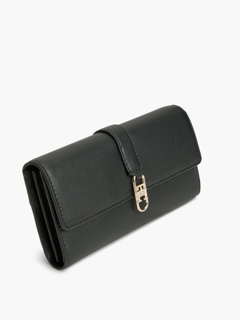Negru Portofel Flap Cu Monograma TH  Femei