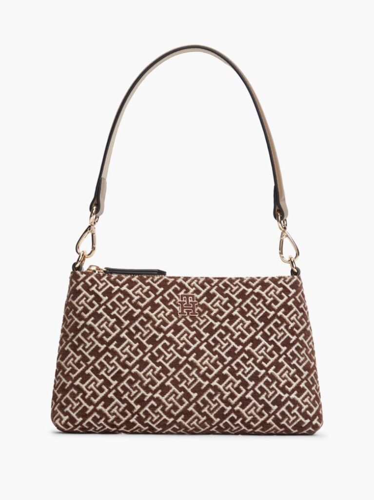 Beige TH Monogram Jacquard Shoulder Bag  Women