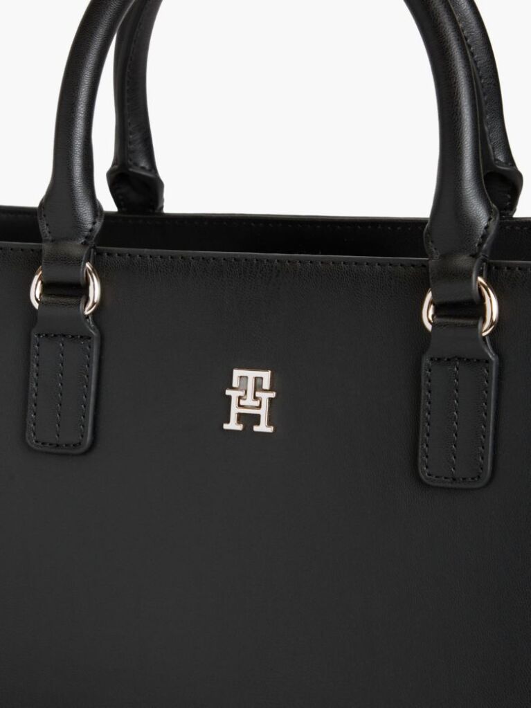 Negru Geanta Satchel Crossbody Cu Logo Repetat Si Monograma TH  Femei