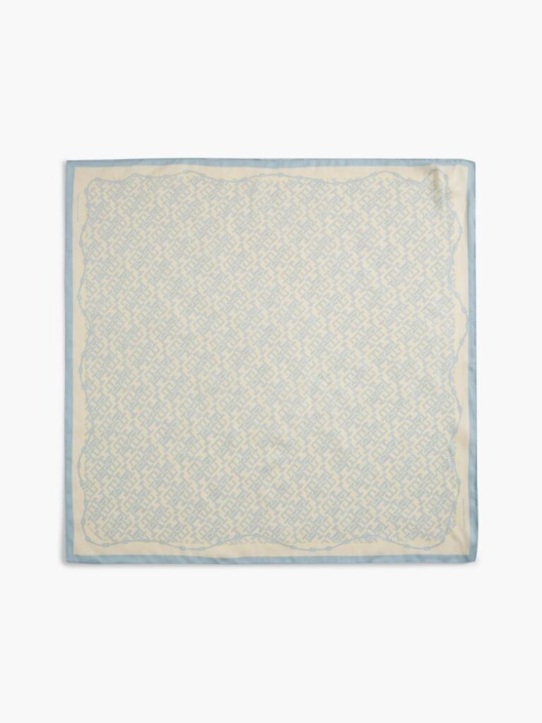 Blue Bandana Din Matase Pura Cu Monograma TH  Femei