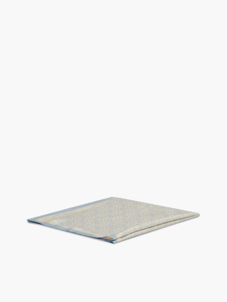 Blue Bandana Din Matase Pura Cu Monograma TH  Femei