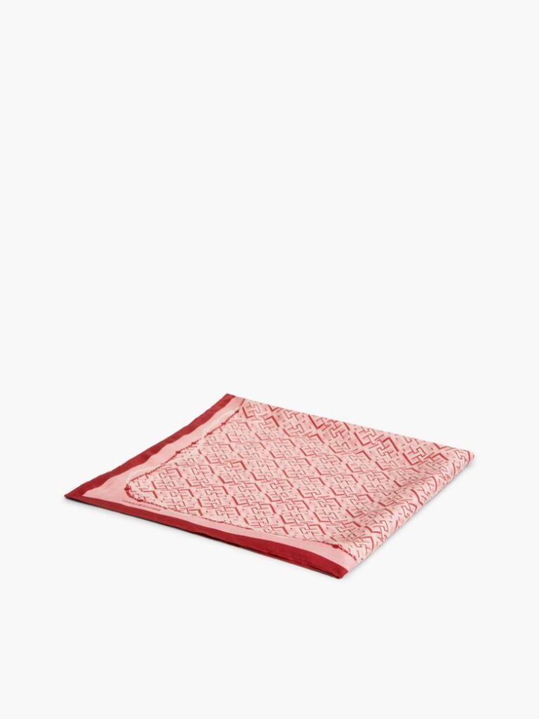 Rosu Bandana Din Matase Pura Cu Monograma TH  Femei