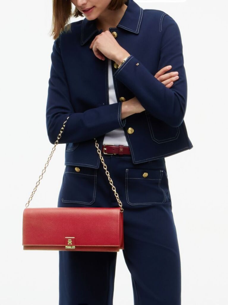 Rosu Geanta Clutch Heritage Cu Monograma TH  Femei