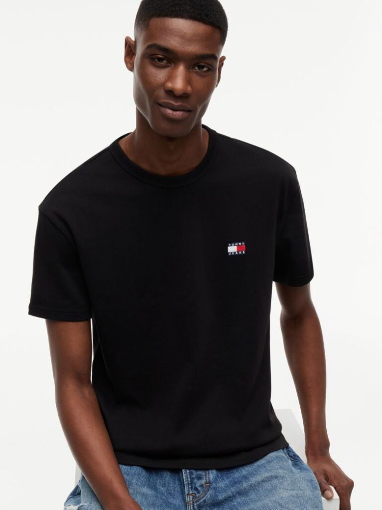 Black Tommy Badge Crew Neck T-Shirt  Men